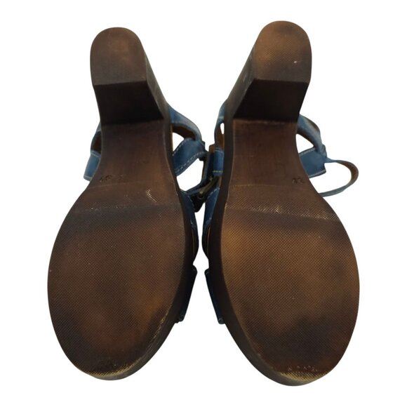 Sbicca Vintage Collection Platform Sandals Womens US 6.5 EU 37 Blue Chunky Heel - Picture 7 of 16